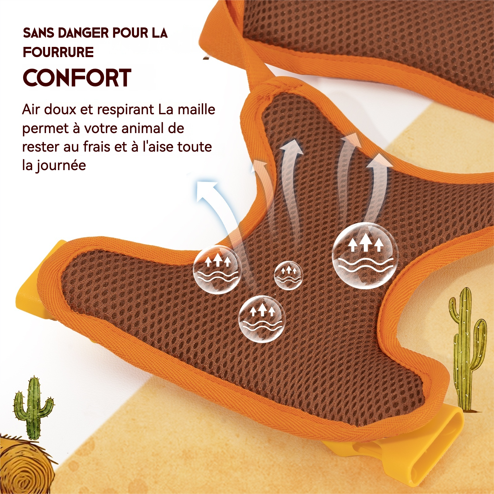 Pawview Harnais Western Cowboy Orange Carotte avec Médaille d'Identification pour Animal Confortable et Sécurisé Idéal pour Promenades