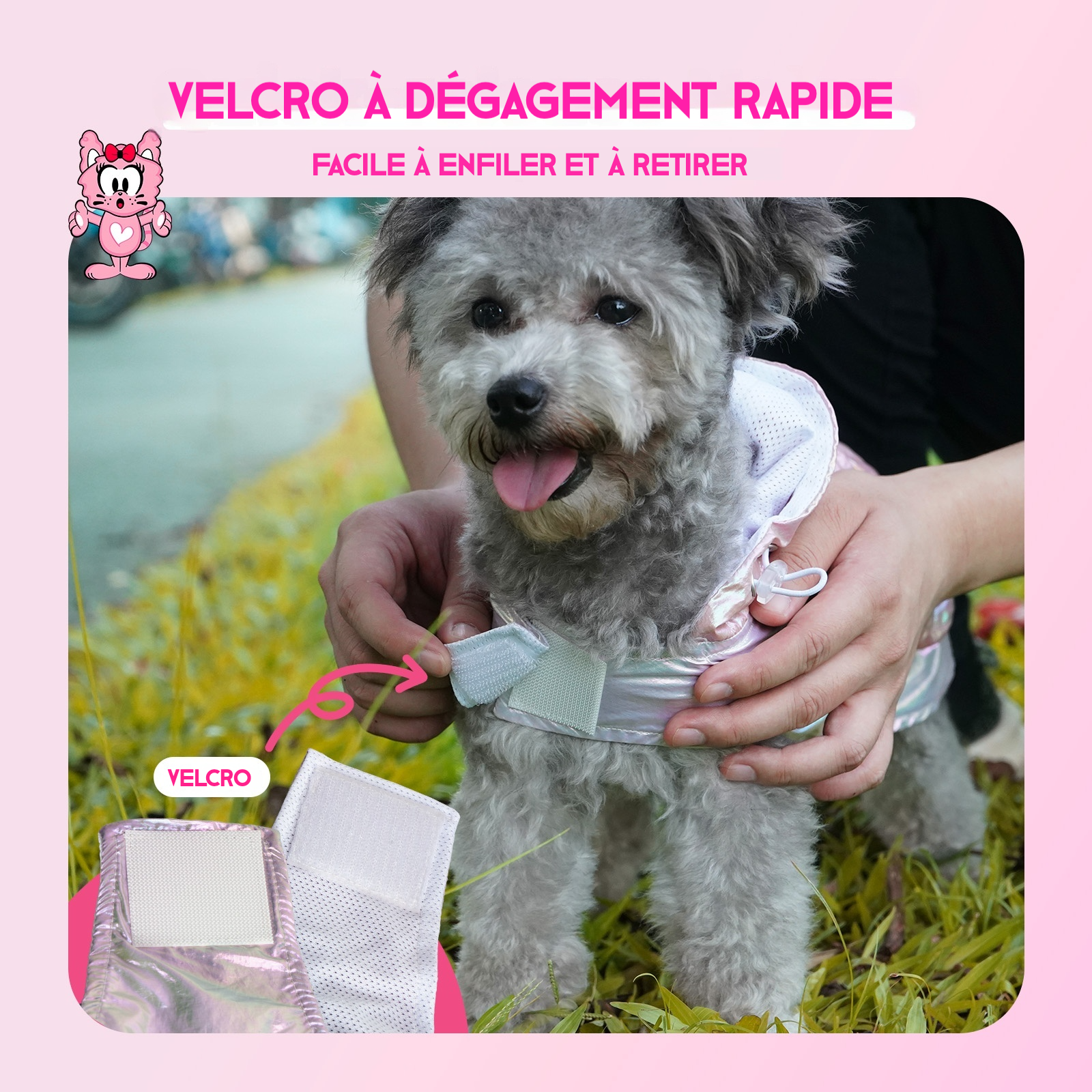 Pawview Imperméable iridescent réfléchissant pour chien, avec capuche réfléchissante, trou pour laisse, sac à dos intégré, design ajustable et pliable, adapté aux chiens de petite à grande taille