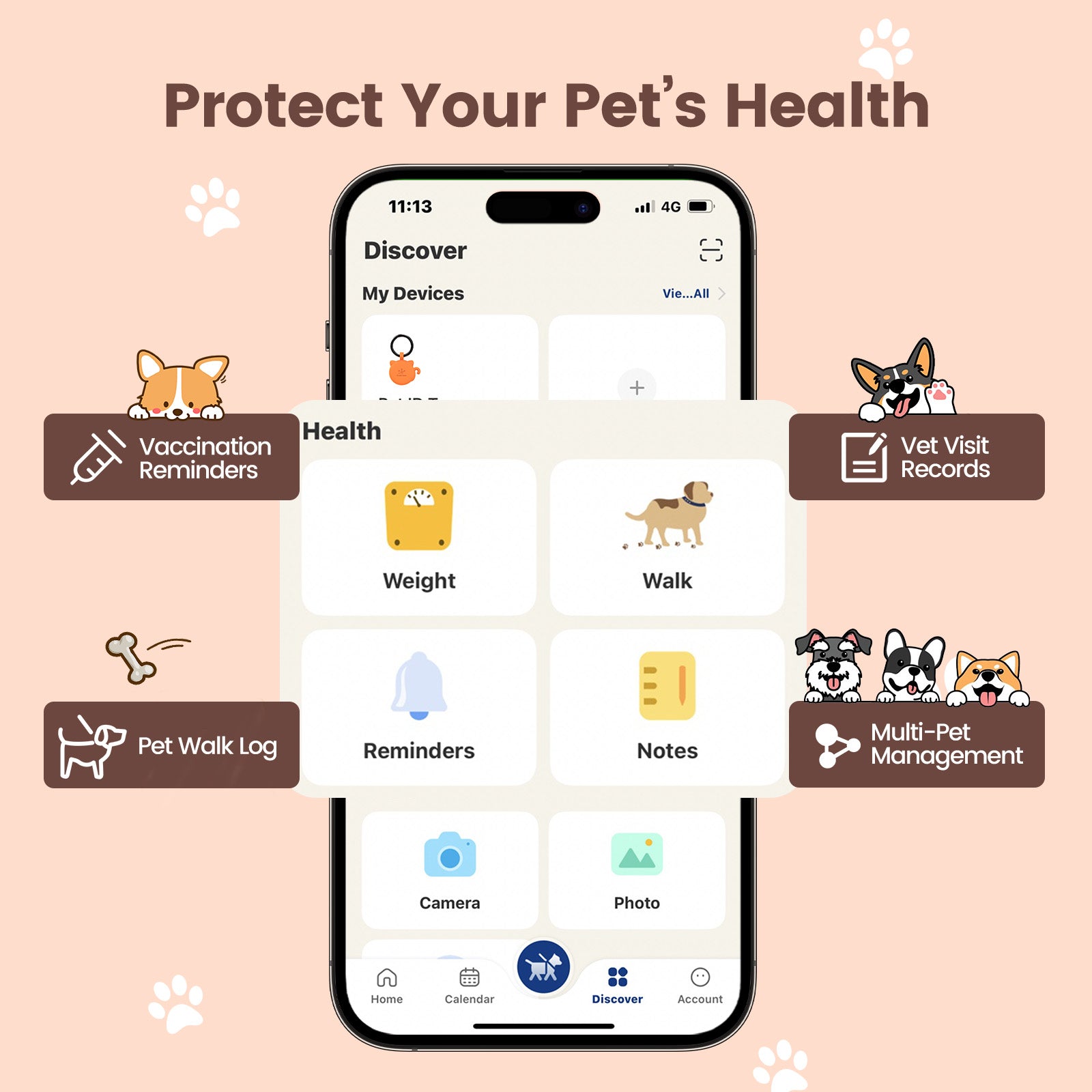 PawView Étiquette d'Identité pour Chien avec QR Code & NFC en Silicone Silencieux Personnalisable pour Animaux de Compagnie Scan QR pour Alertes de Localisation Instantanée et Profil Modifiable du Pet