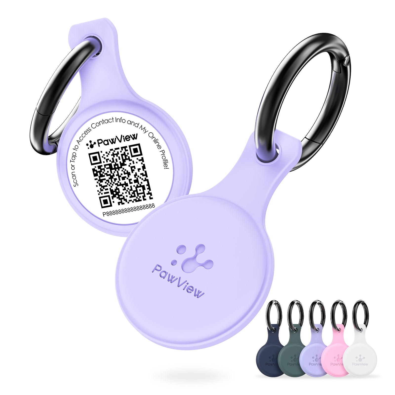 PawView TN001 Anti-loss NFC &amp; QR Code Pet ID Tag, Smart Silent Silicone Pet Tag for Dogs and Cats