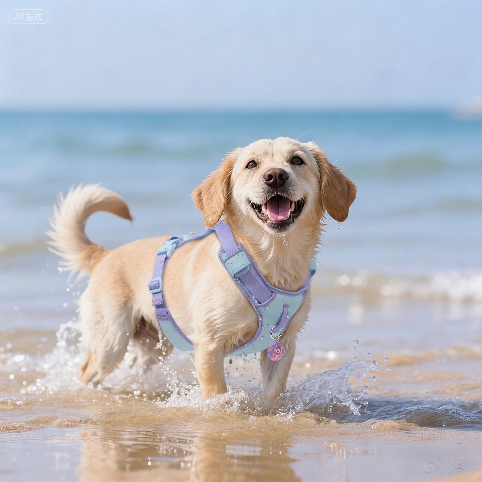 Pawview Harnais Super Léger pour Chiens de Taille Petite et Moyenne, Facile à Enfiler, Réglable, Rembourré, Réfléchissant, Anti-Traction avec 2 Points d’Attache et Poignée de Contrôle