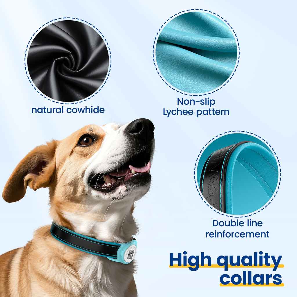 Collier pour chien de la Collection PawView en cuir véritable avec porte-airtag TN005 Smart
