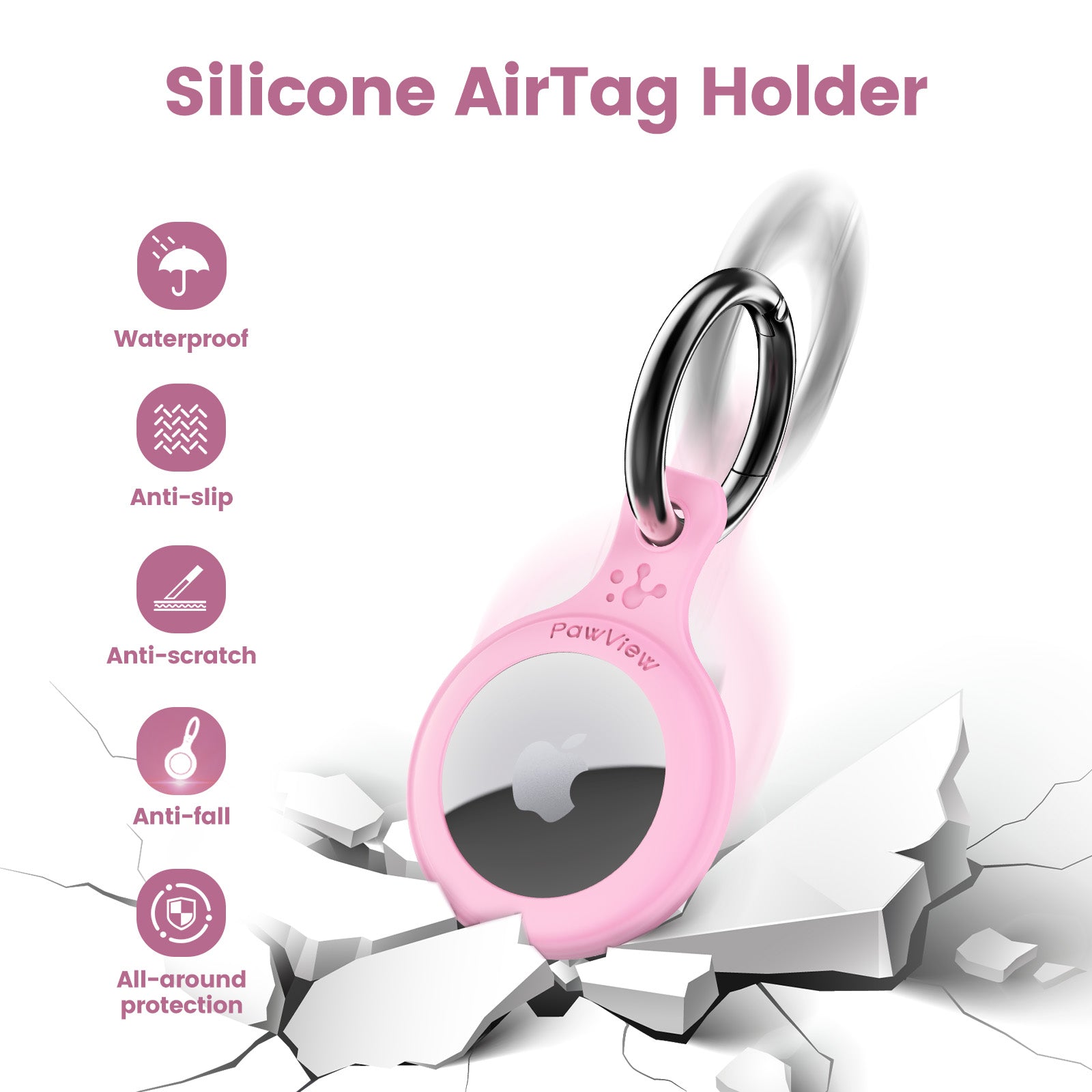 PawView TN002 Smart AirTag Holder, QR Code Collar Holder for Cats and Dogs