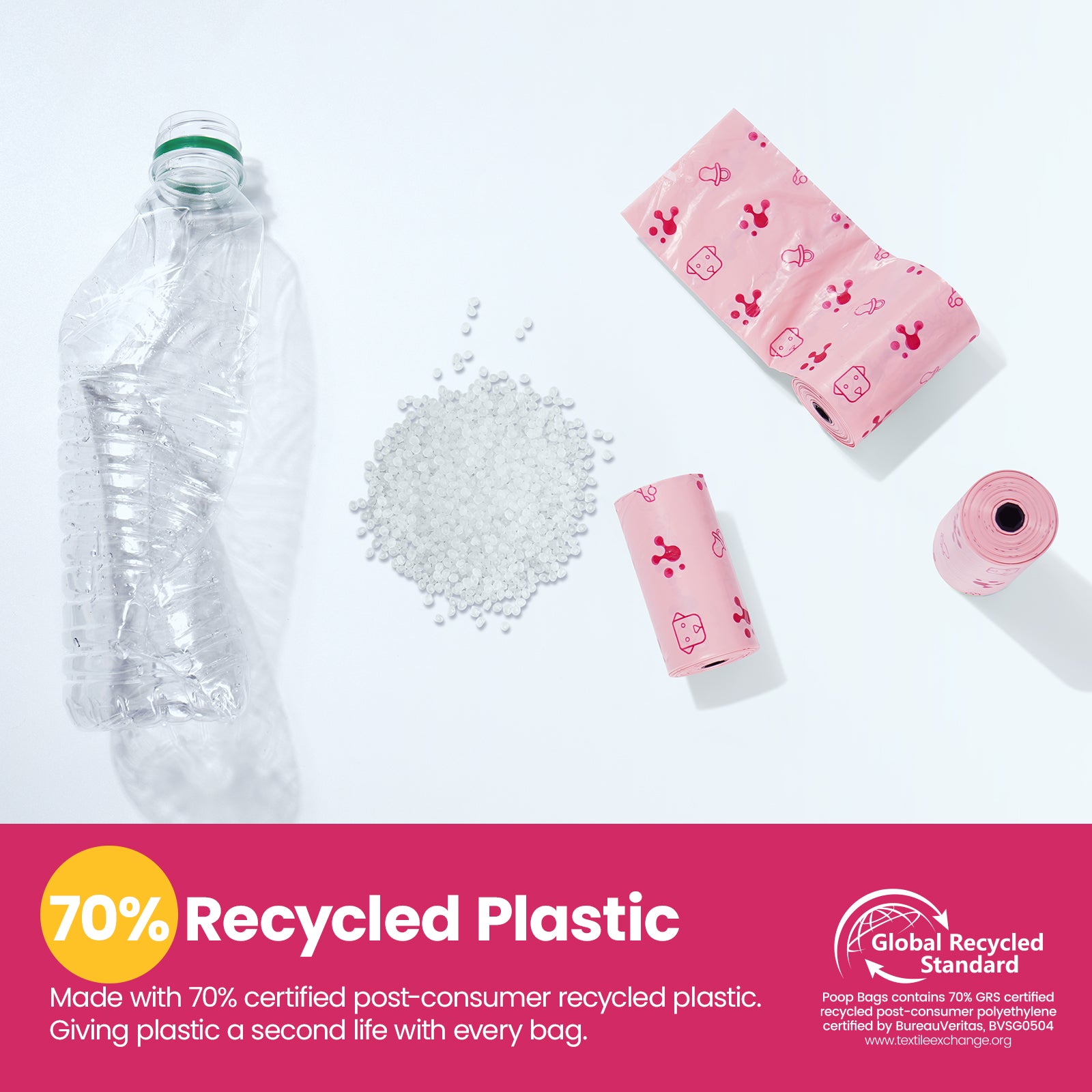 Sac à crottes pour laissez-passer, distributeur rétractable avec accroche pour sac poubelle, distributeur léger pour sac à crottes avec suivi de la santé intelligent, remplissage rapide, inclut 15 sacs étanches