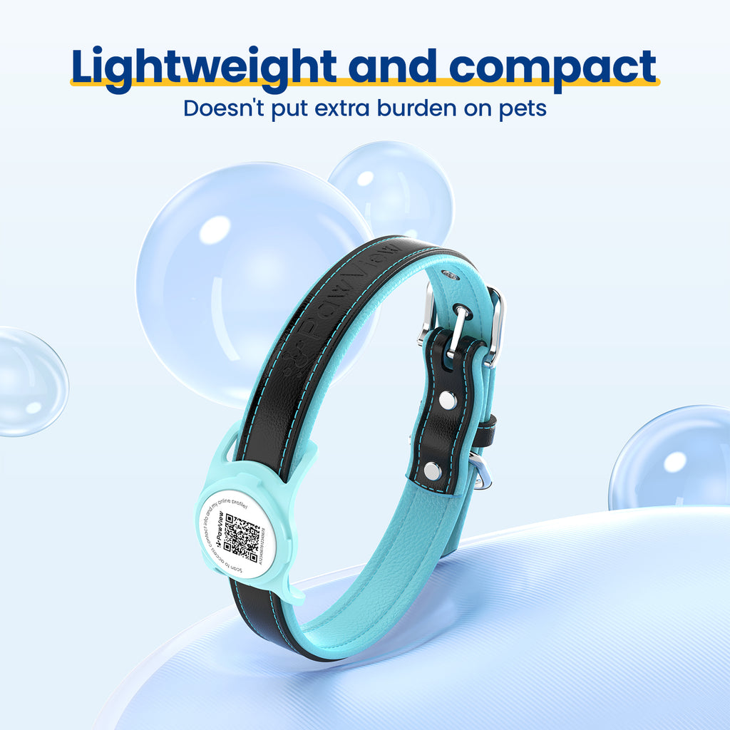 Collier pour chien de la Collection PawView en cuir véritable avec porte-airtag TN005 Smart