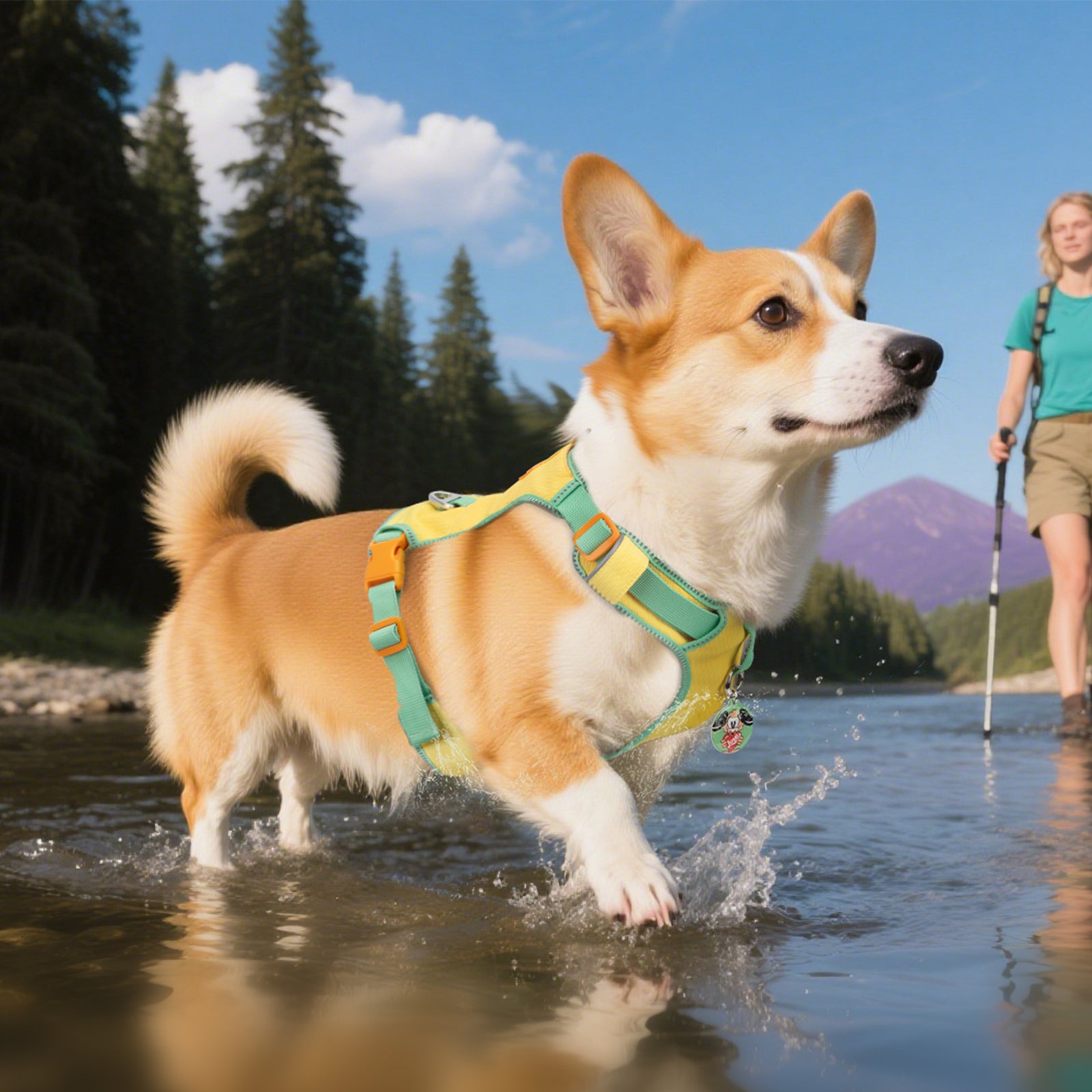 Pawview Harnais Super Léger pour Chiens de Taille Petite et Moyenne, Facile à Enfiler, Réglable, Rembourré, Réfléchissant, Anti-Traction avec 2 Points d’Attache et Poignée de Contrôle