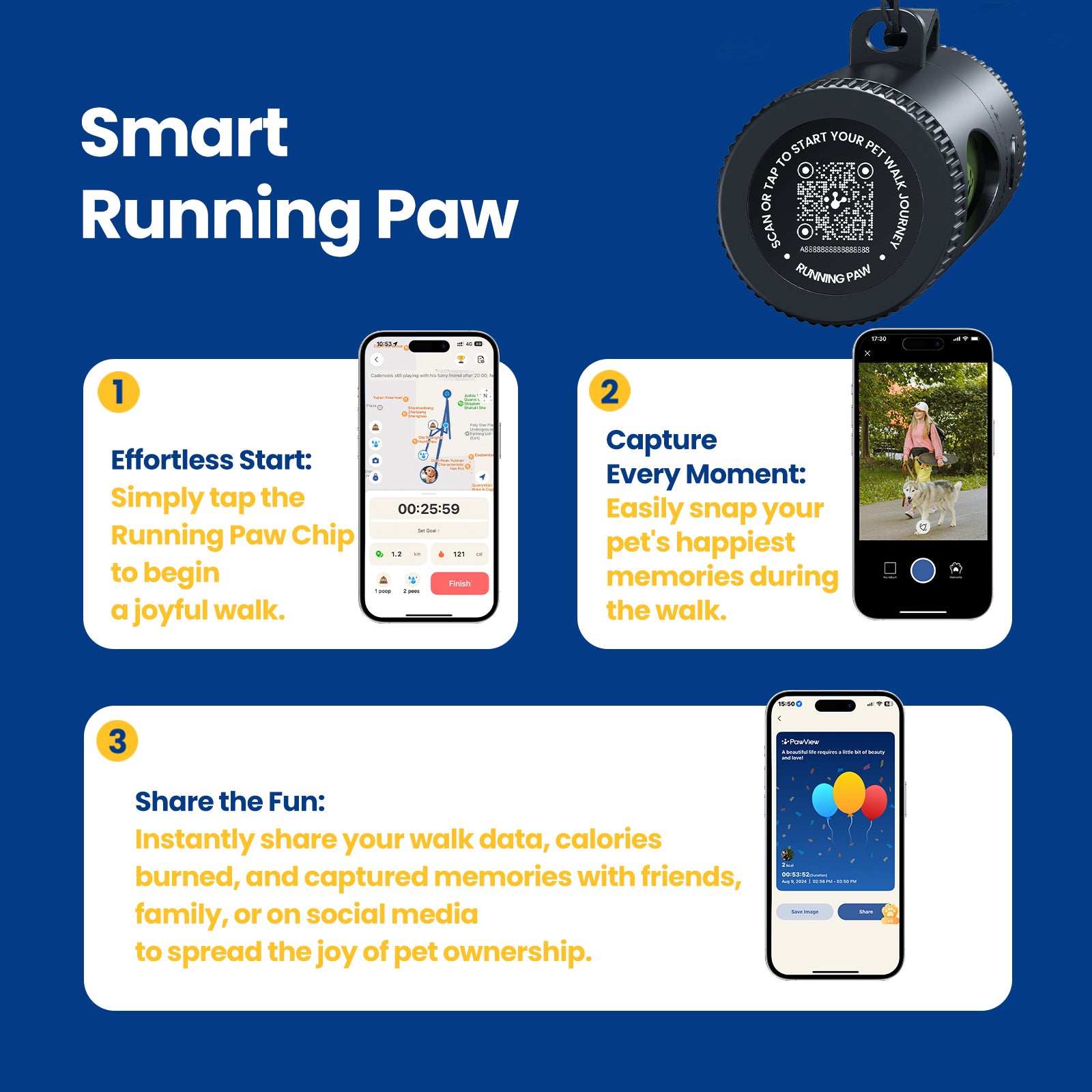 PawView Smart Poop Bag Dispenser, with retractable function, built-in flashlight, smart running paw