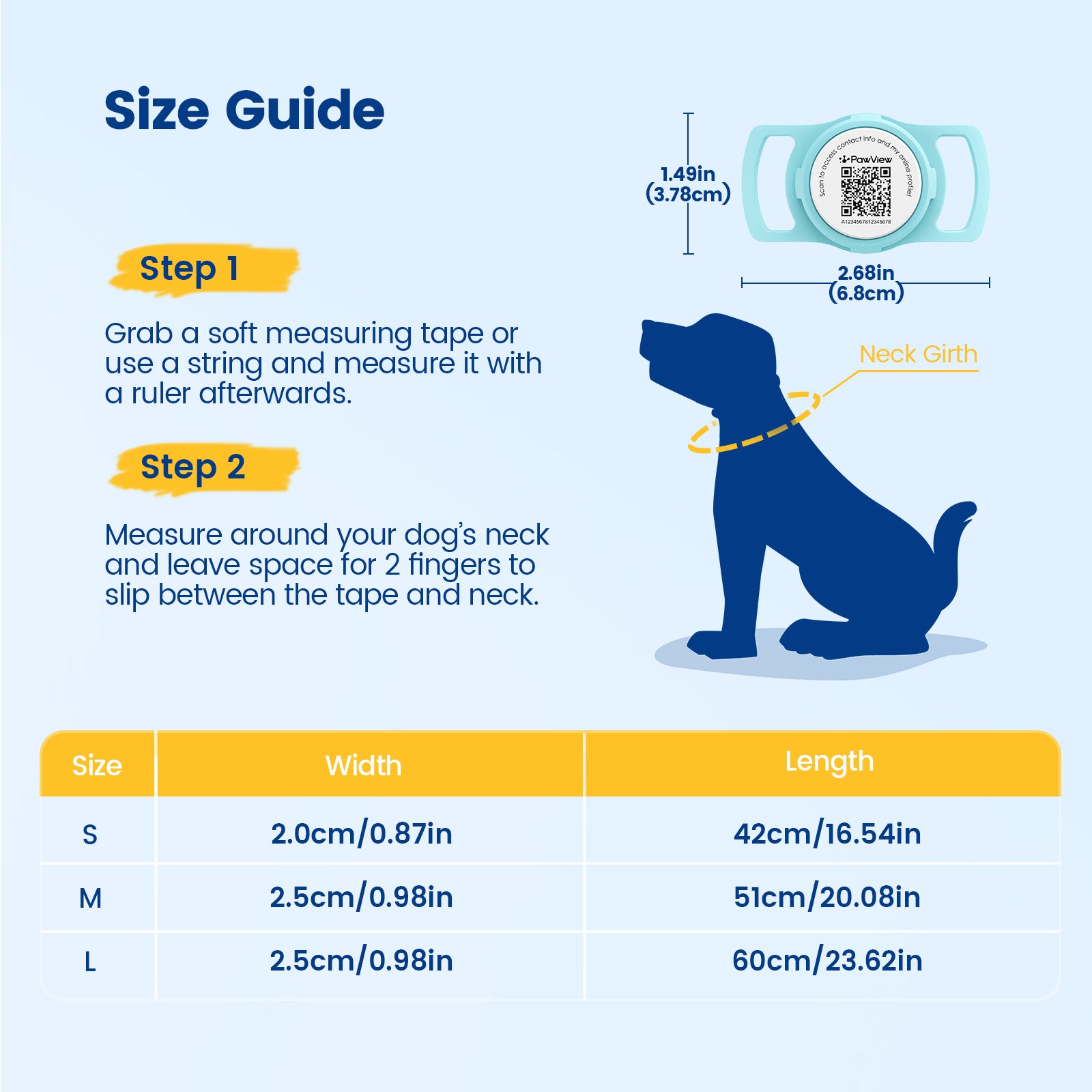Pawview AirTag chien collier Holder avec Smart QR Code pour chats et chiens alerte de Scan localisation instantanée profil en ligne informations de contact