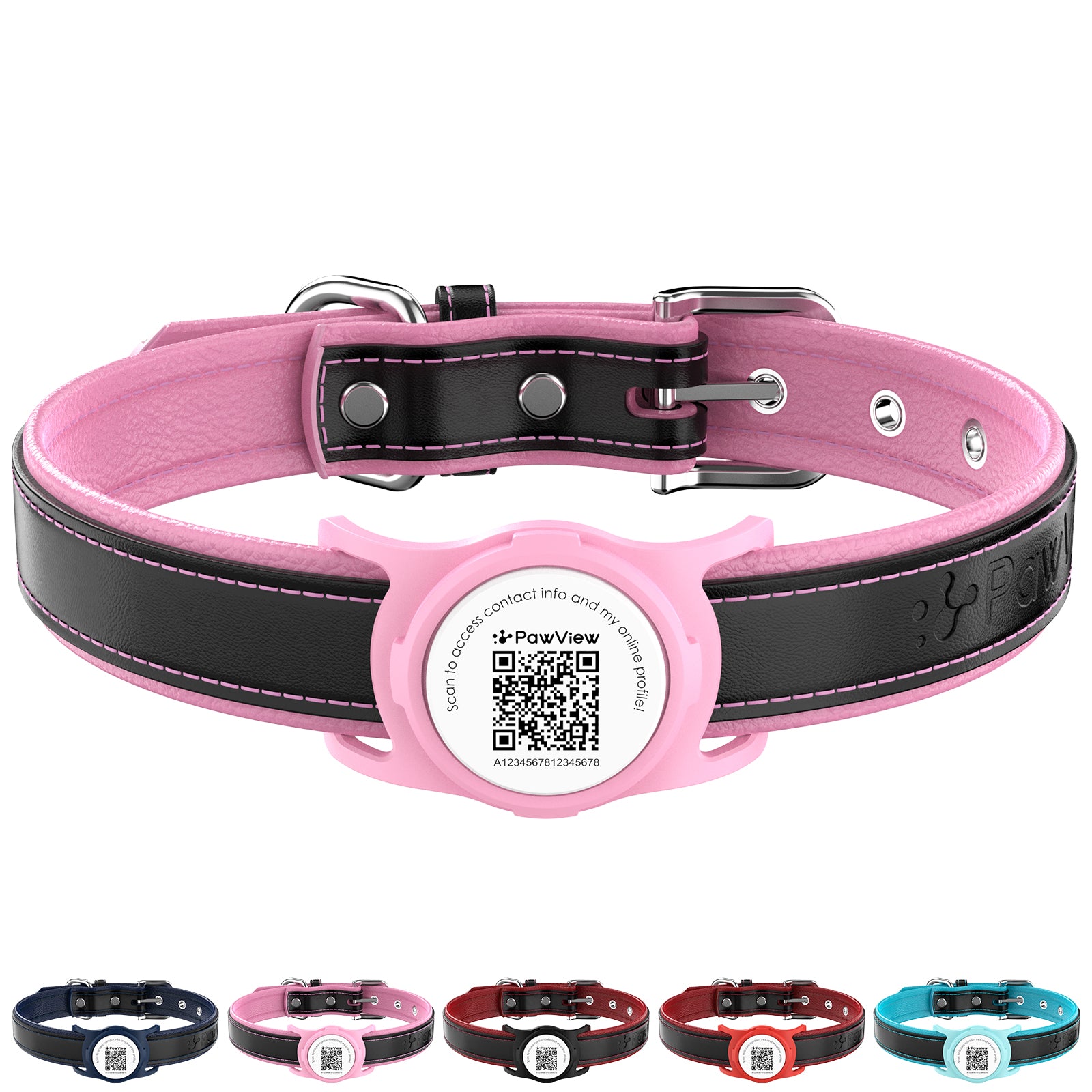 Pawview AirTag chien collier Holder avec Smart QR Code pour chats et chiens alerte de Scan localisation instantanée profil en ligne informations de contact