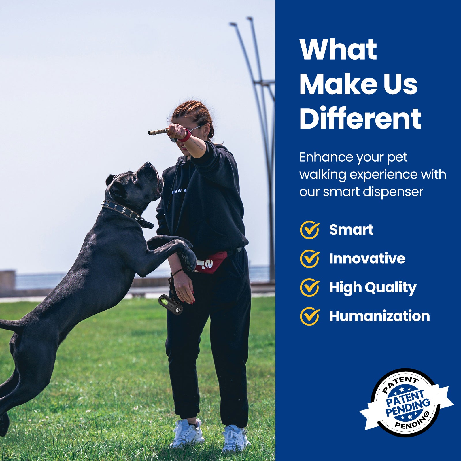 PawView Smart Poop Bag Dispenser, with retractable function, built-in flashlight, smart running paw