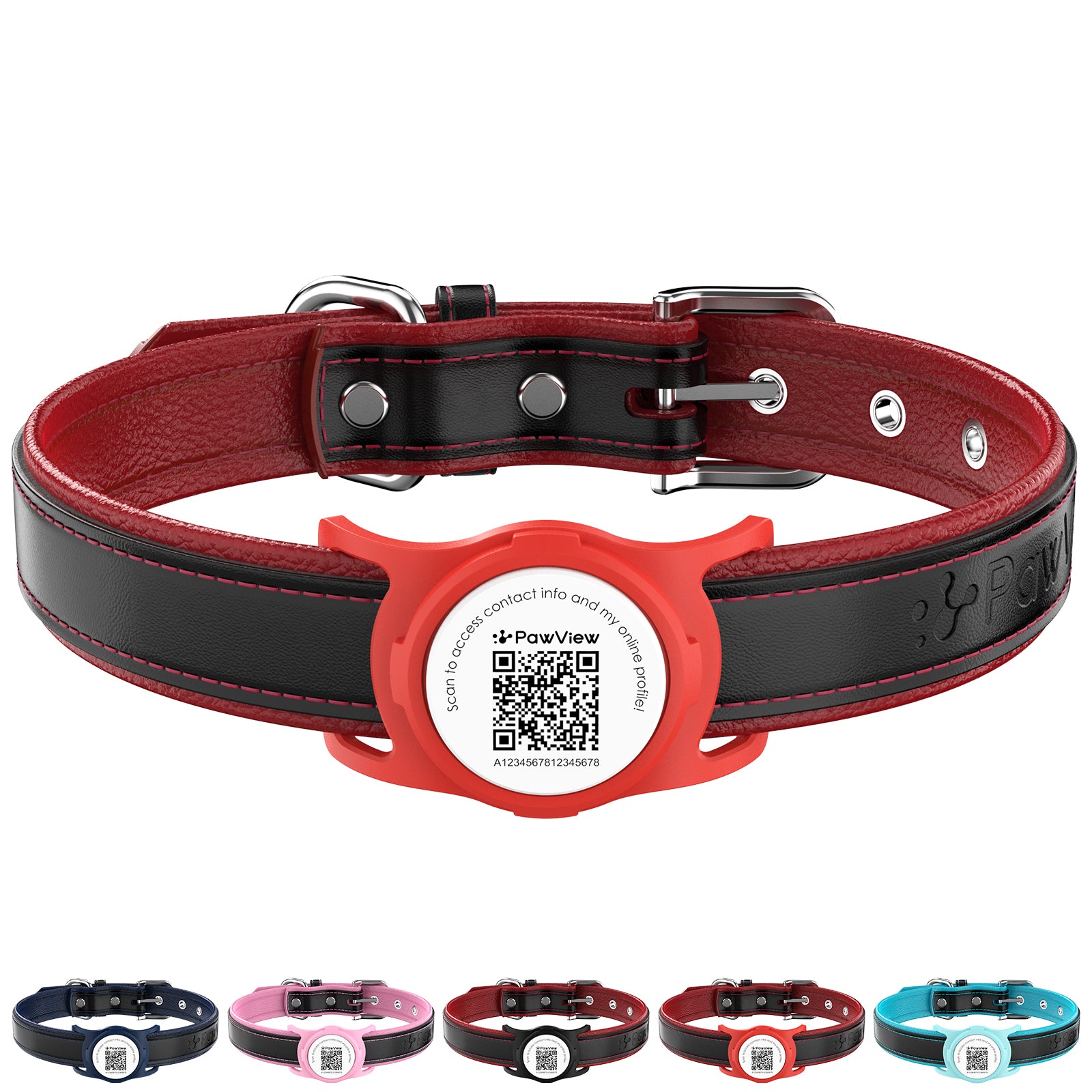Pawview AirTag chien collier Holder avec Smart QR Code pour chats et chiens alerte de Scan localisation instantanée profil en ligne informations de contact