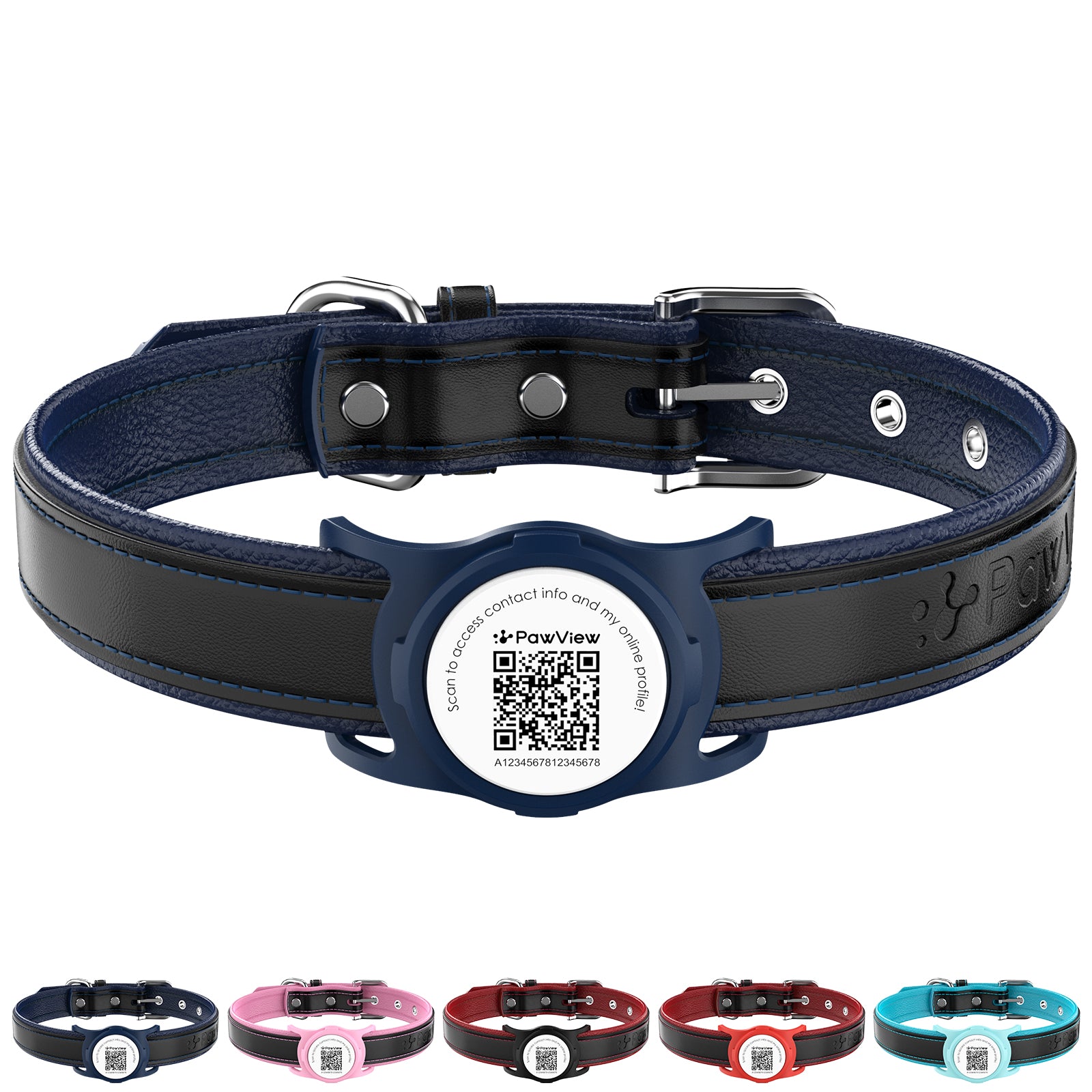 Pawview AirTag chien collier Holder avec Smart QR Code pour chats et chiens alerte de Scan localisation instantanée profil en ligne informations de contact