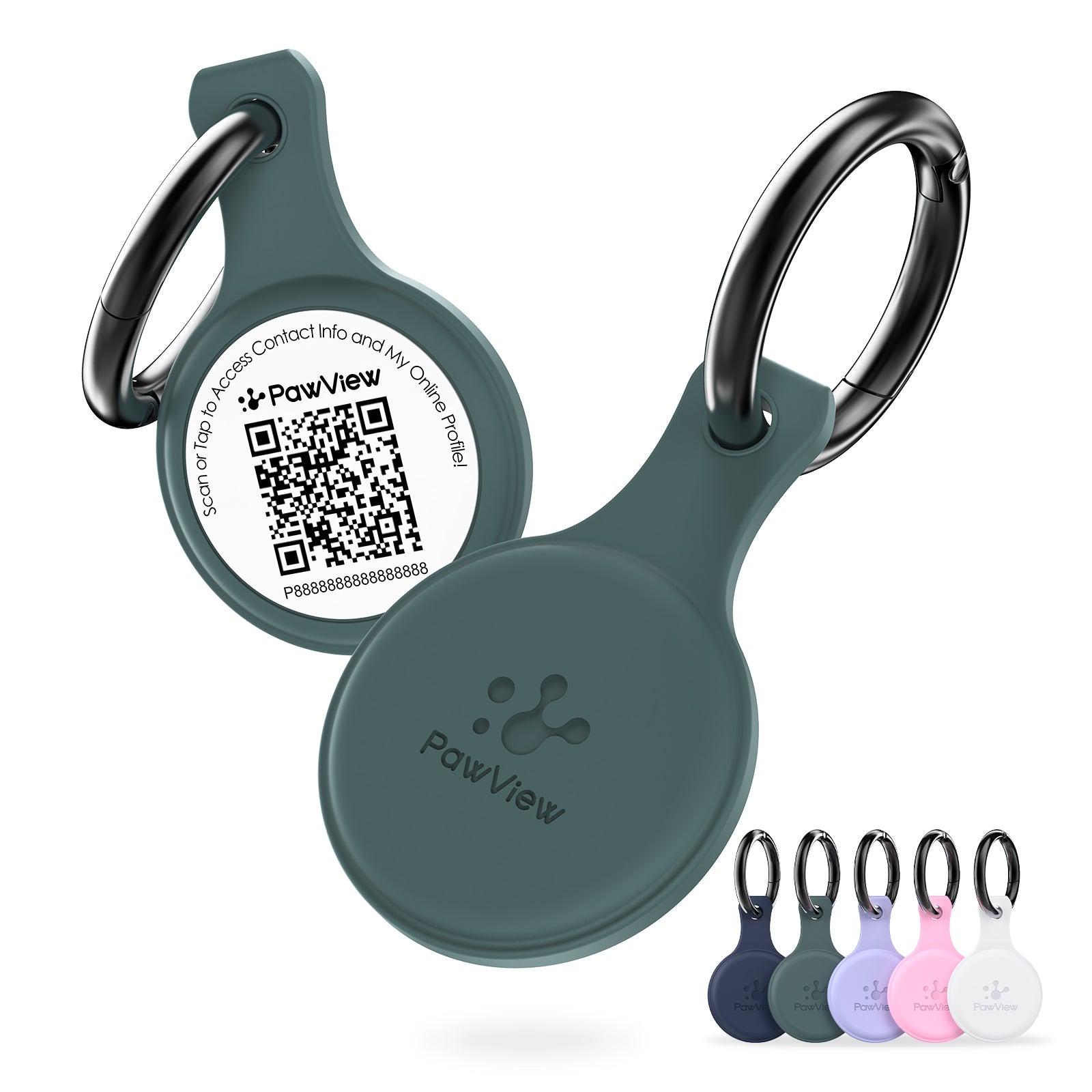 PawView TN001 Anti-loss NFC &amp; QR Code Pet ID Tag, Smart Silent Silicone Pet Tag for Dogs and Cats