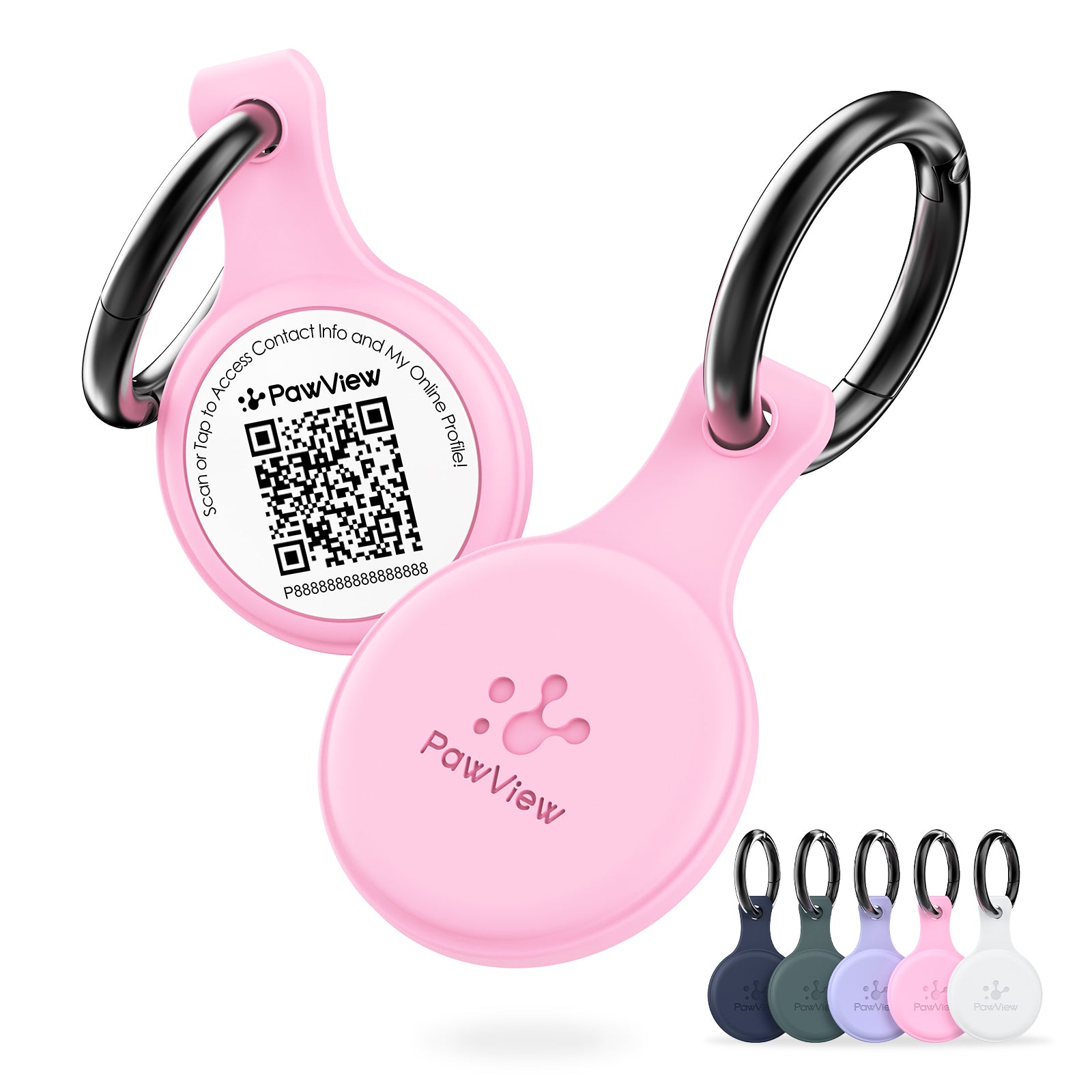 PawView TN001 Anti-loss NFC &amp; QR Code Pet ID Tag, Smart Silent Silicone Pet Tag for Dogs and Cats