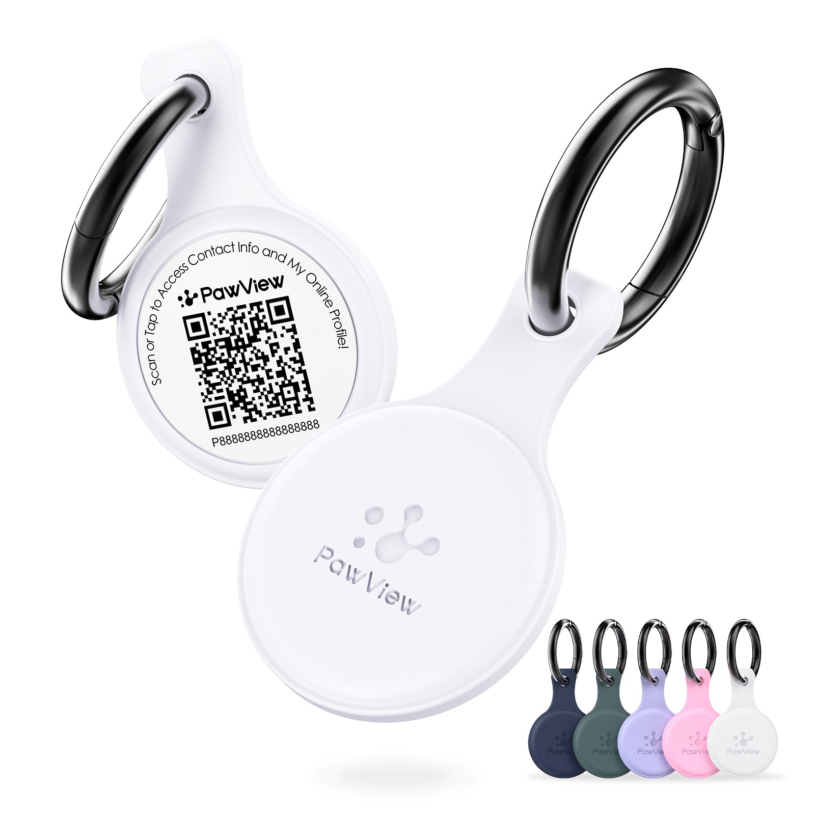 PawView TN001 Anti-loss NFC &amp; QR Code Pet ID Tag, Smart Silent Silicone Pet Tag for Dogs and Cats