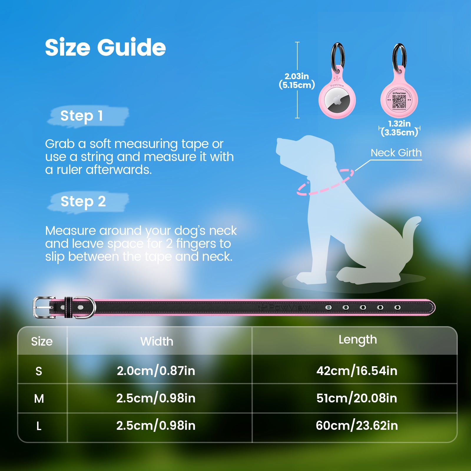 Pawview dog collar with TN002 Smart AirTag tag holder