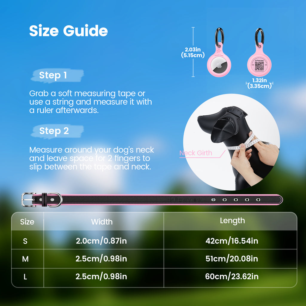 Pawview dog collar with TN002 Smart AirTag tag holder