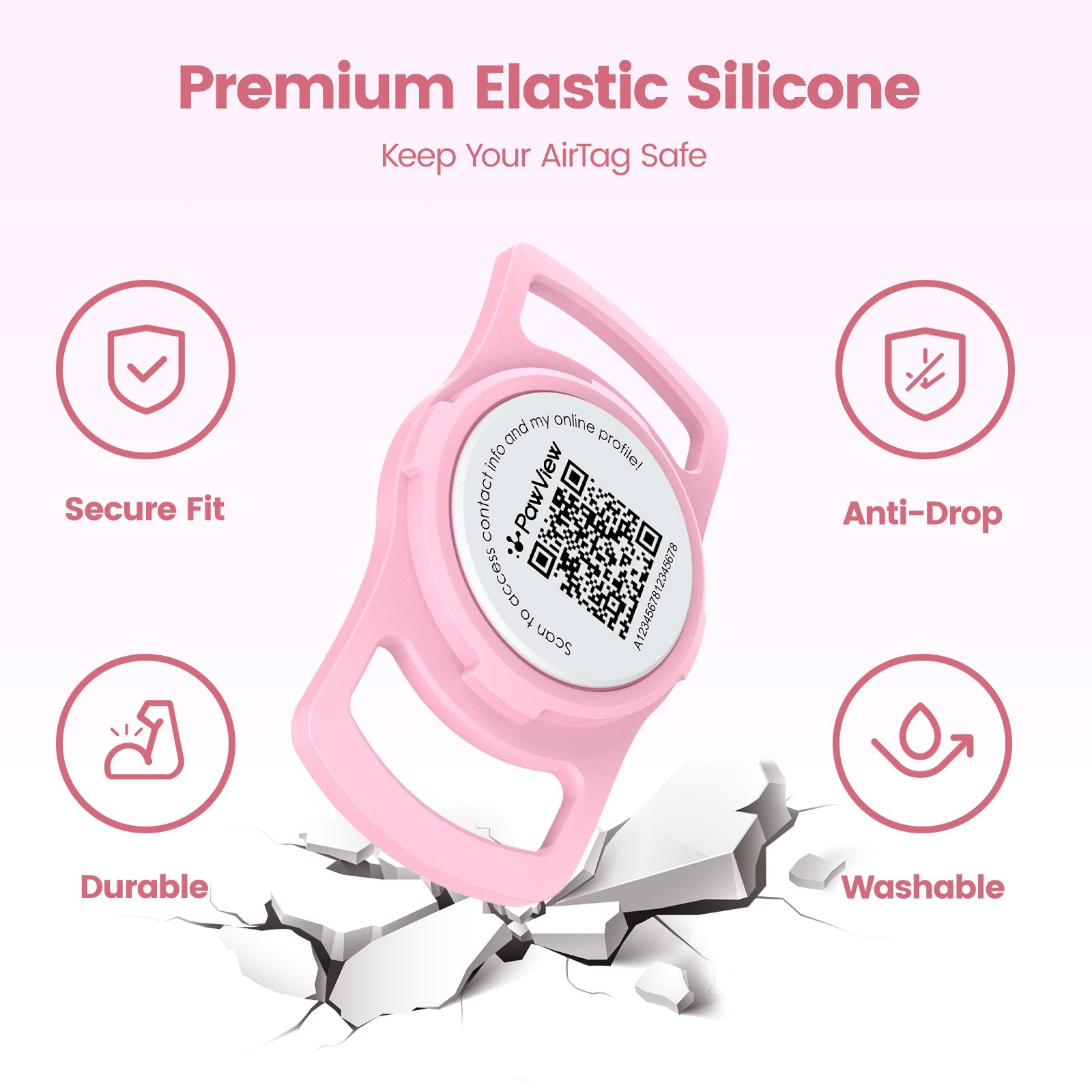 PawView TN005 Smart AirTag Holder, QR Code Collar Holder for Cats and Dogs