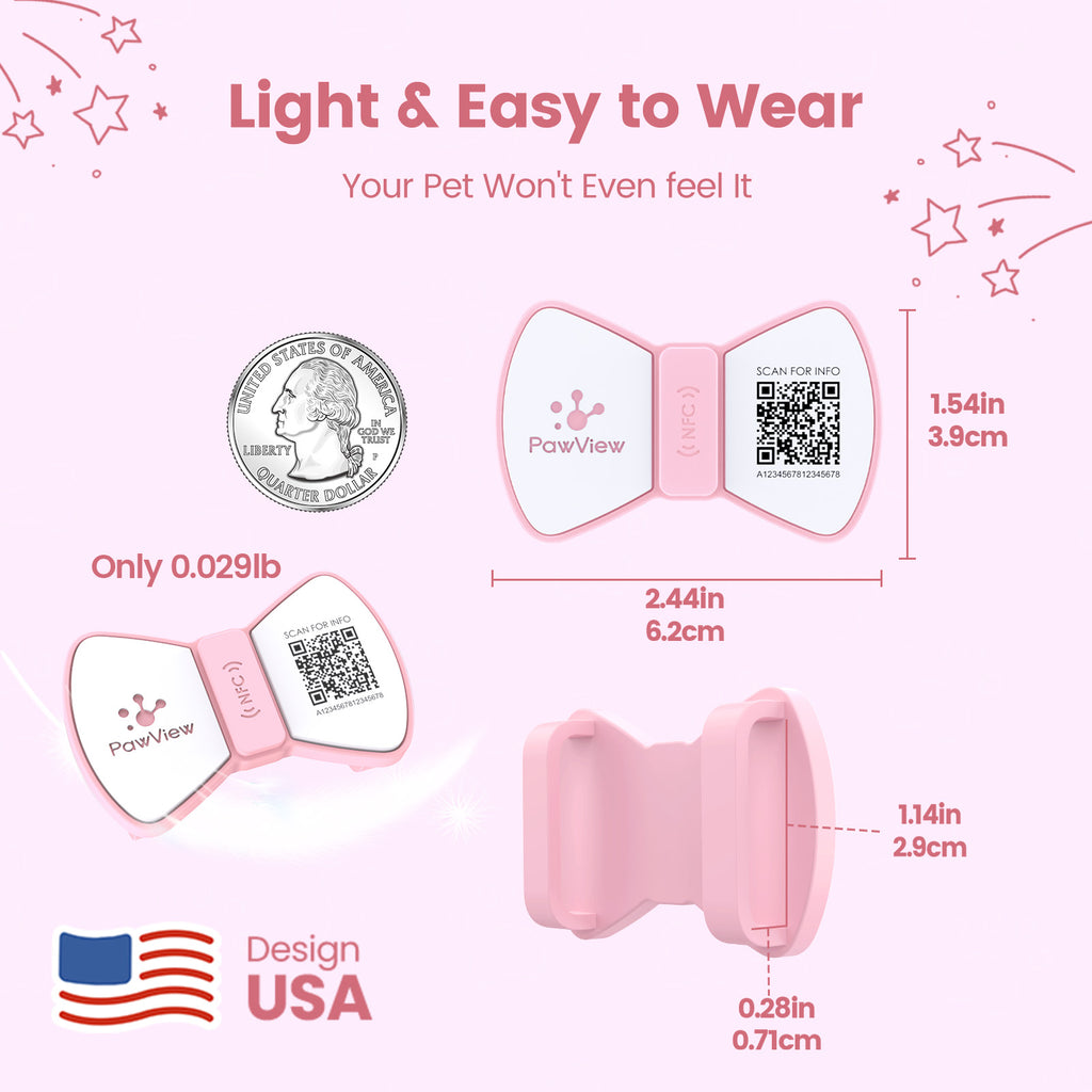 PawView TN003 Anti-perte NFC & QR Code animal ID Tag, Smart Silent Silicone animal Tag pour chien et chat