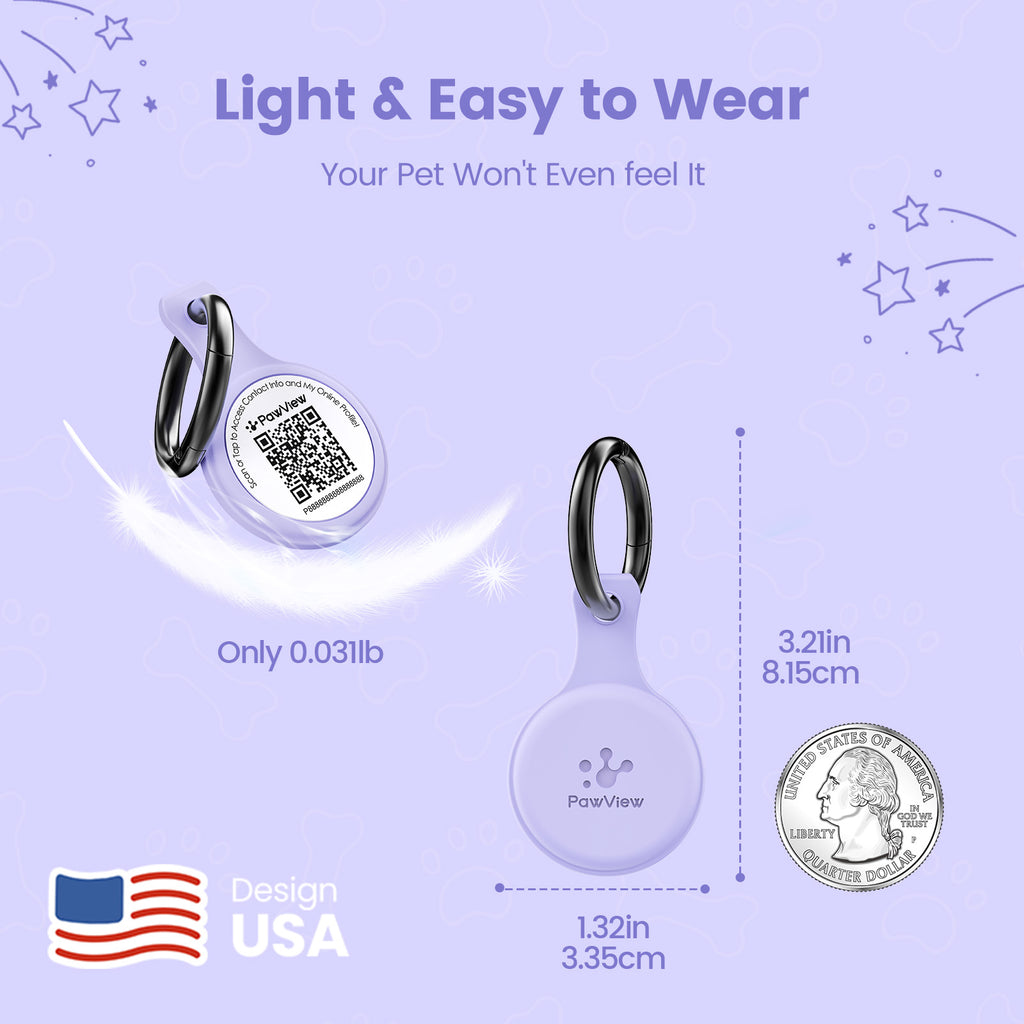 PawView TN001 Anti-loss NFC &amp; QR Code Pet ID Tag, Smart Silent Silicone Pet Tag for Dogs and Cats