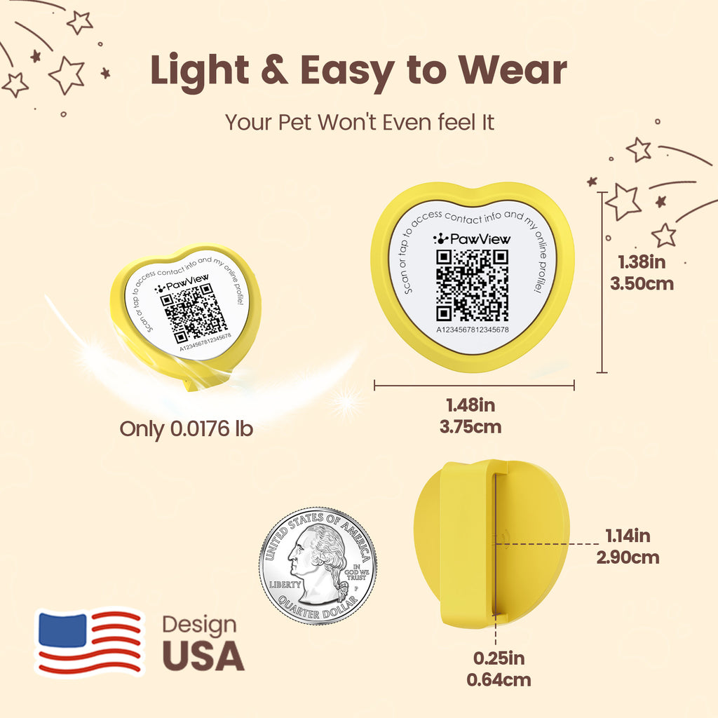PawView TN004 Anti-perte NFC & QR Code animal ID Tag, Smart Silent Silicone animal Tag pour chien et chat