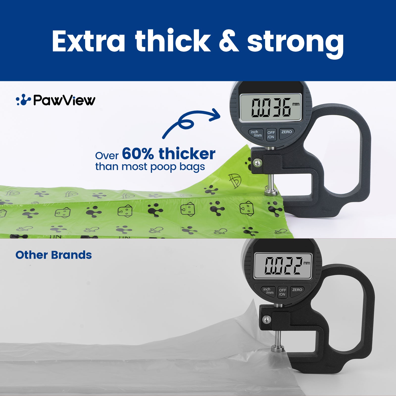 PawView Dog dunduns-sac à déchets Extra épais fort 100% étanche, parfumé à la lavande contrôle des odeurs fortes