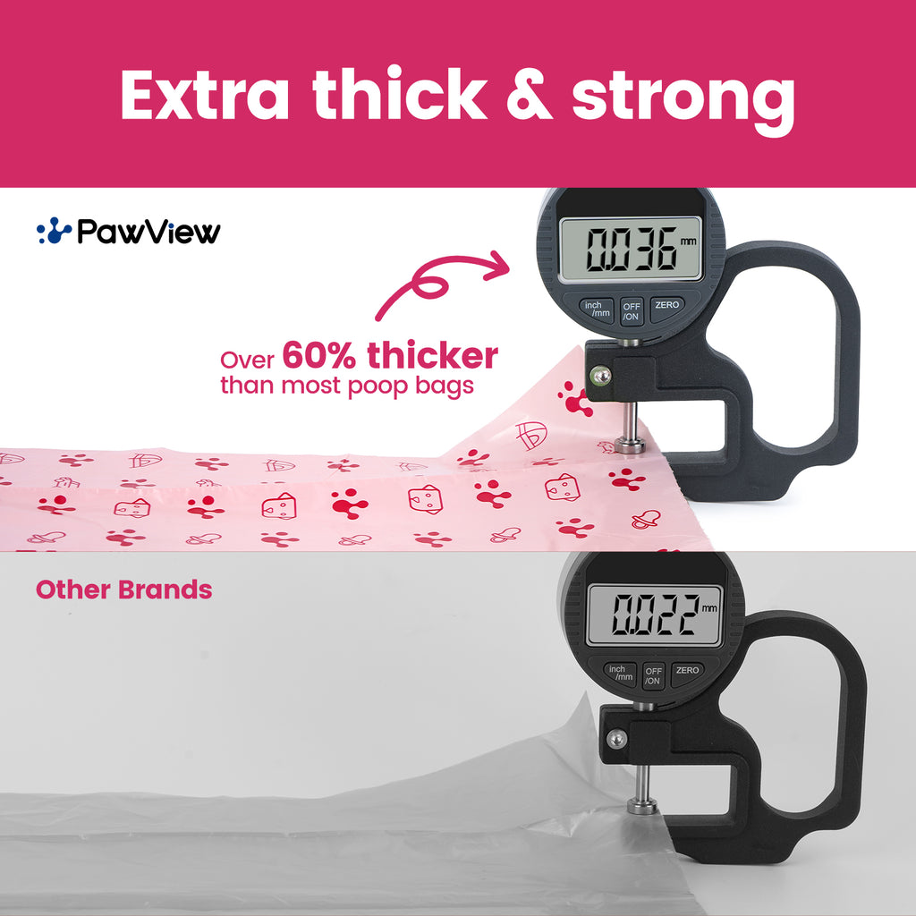 PawView Dog dunduns-sac à déchets Extra épais fort 100% étanche, parfumé à la lavande contrôle des odeurs fortes
