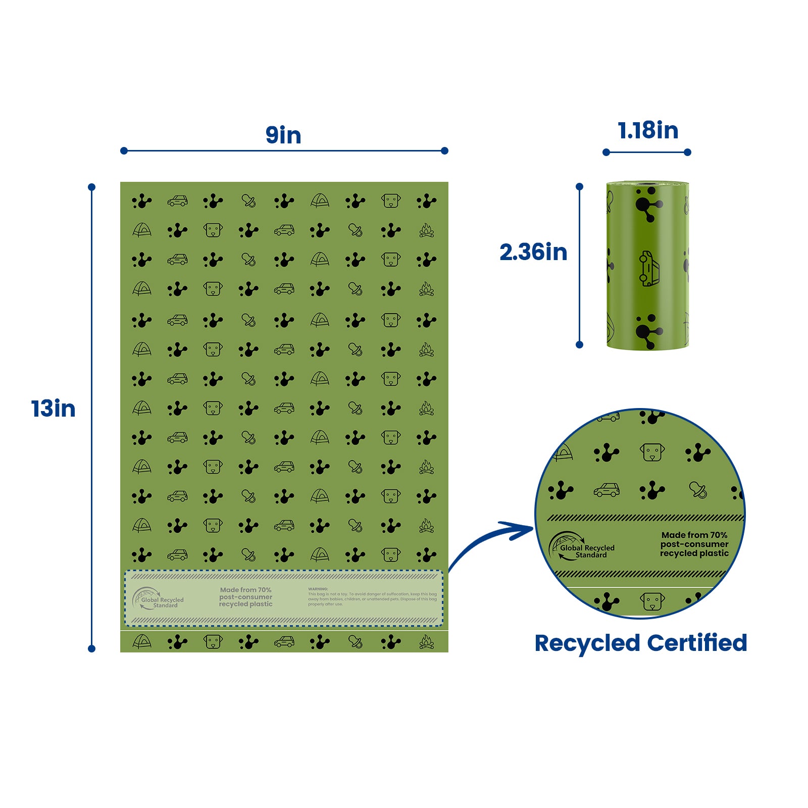 PawView Dog dunduns-sac à déchets Extra épais fort 100% étanche, parfumé à la lavande contrôle des odeurs fortes