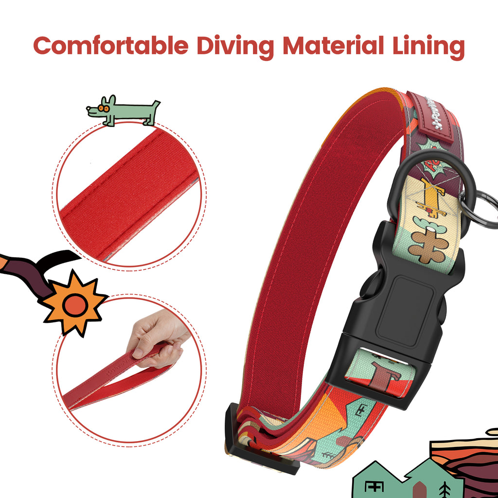 Collier et laisse pour chien avec étiquette ID intelligente – Ensemble ajustable doux rembourré robuste confortable avec design d'art pop mignon pour chiens de petite, moyenne et grande taille