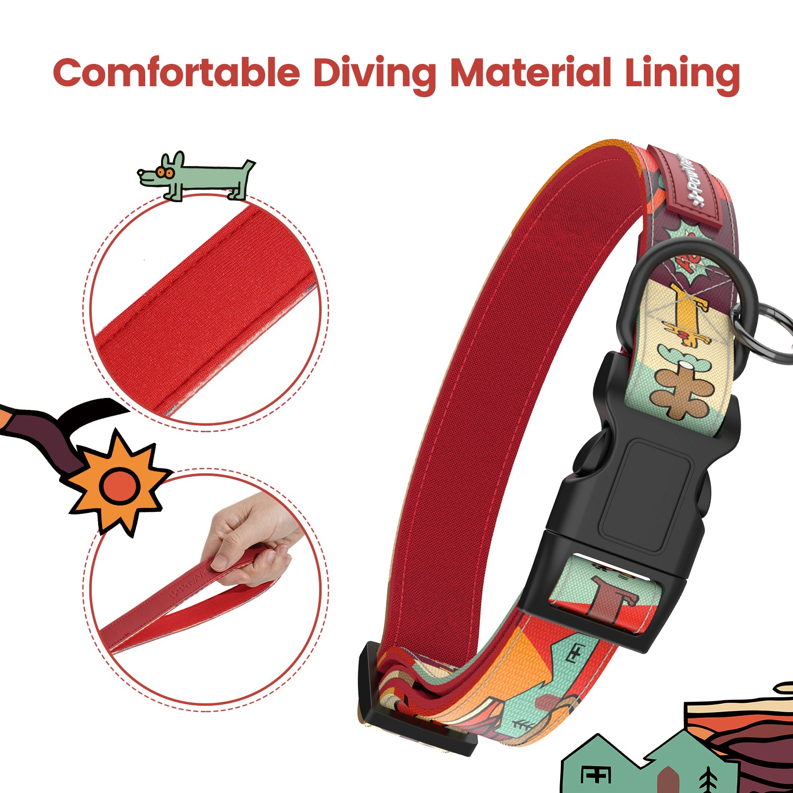 Collier et laisse pour chien avec étiquette ID intelligente – Ensemble ajustable doux rembourré robuste confortable avec design d'art pop mignon pour chiens de petite, moyenne et grande taille