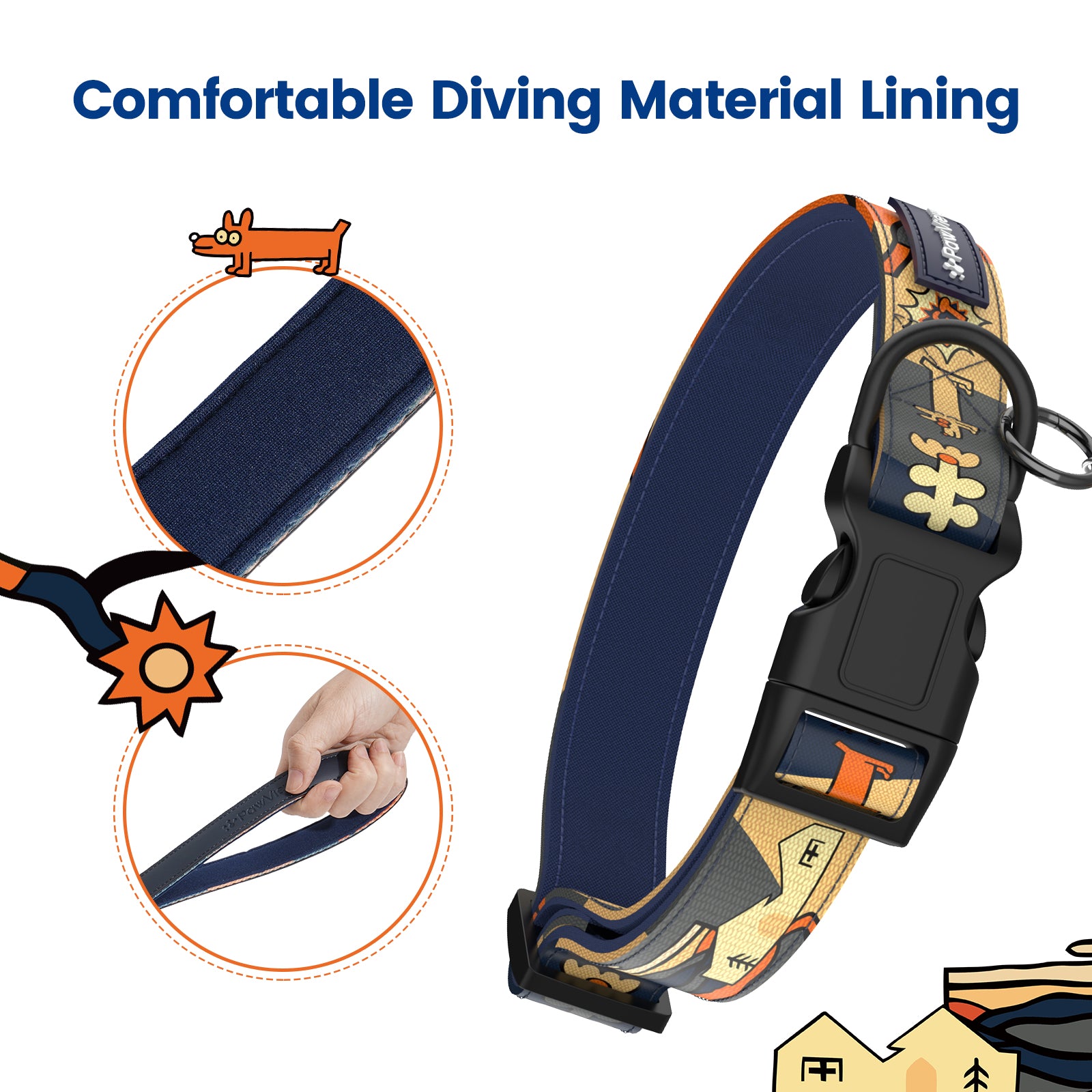 Collier et laisse pour chien avec étiquette ID intelligente – Ensemble ajustable doux rembourré robuste confortable avec design d'art pop mignon pour chiens de petite, moyenne et grande taille