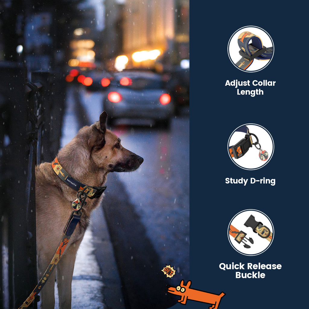 Collier et laisse pour chien avec étiquette ID intelligente – Ensemble ajustable doux rembourré robuste confortable avec design d'art pop mignon pour chiens de petite, moyenne et grande taille