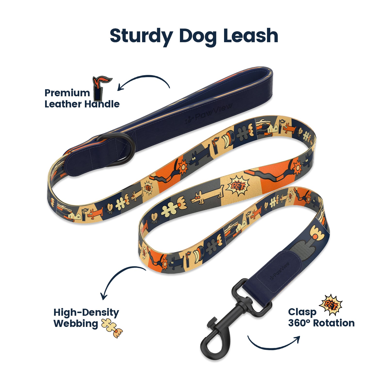 Collier et laisse pour chien avec étiquette ID intelligente – Ensemble ajustable doux rembourré robuste confortable avec design d'art pop mignon pour chiens de petite, moyenne et grande taille