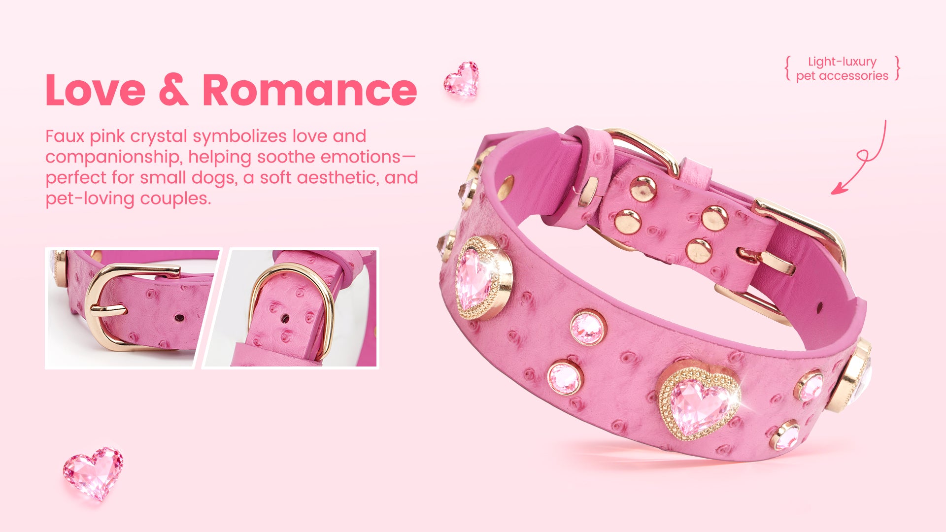 Collier PawView série Wish motif autruche avec médaille QR d’identification pour animaux