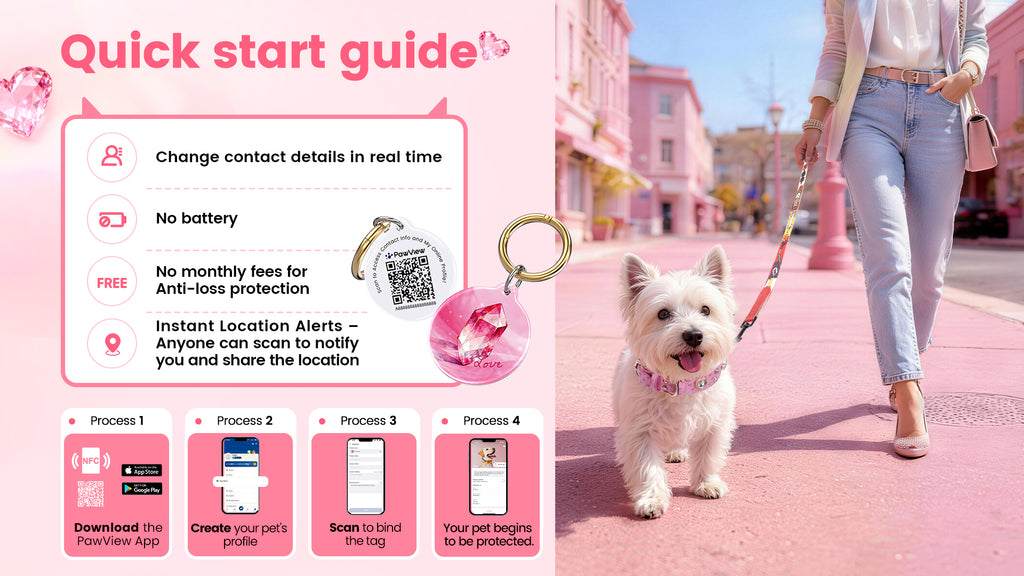 Collier PawView série Wish motif autruche avec médaille QR d’identification pour animaux