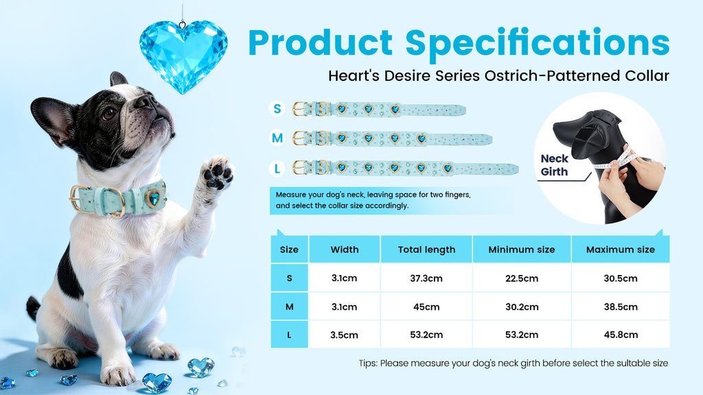 Collier PawView série Wish motif autruche avec médaille QR d’identification pour animaux